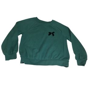 Cat & Jack Bow Sweatshirt Pullover Long Sleeve Casual Top Green Comfy Cute‎